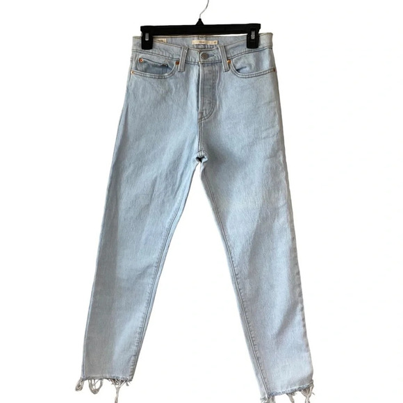 Levi's Wedgie High Rise Raw Hem Button Fly Ankle Skinny Leg Denim Jeans Size 27 - Picture 2 of 8